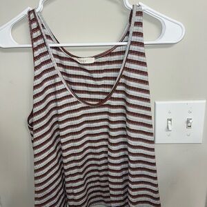 Cream and White Ribbed Sleeveless Tank Top